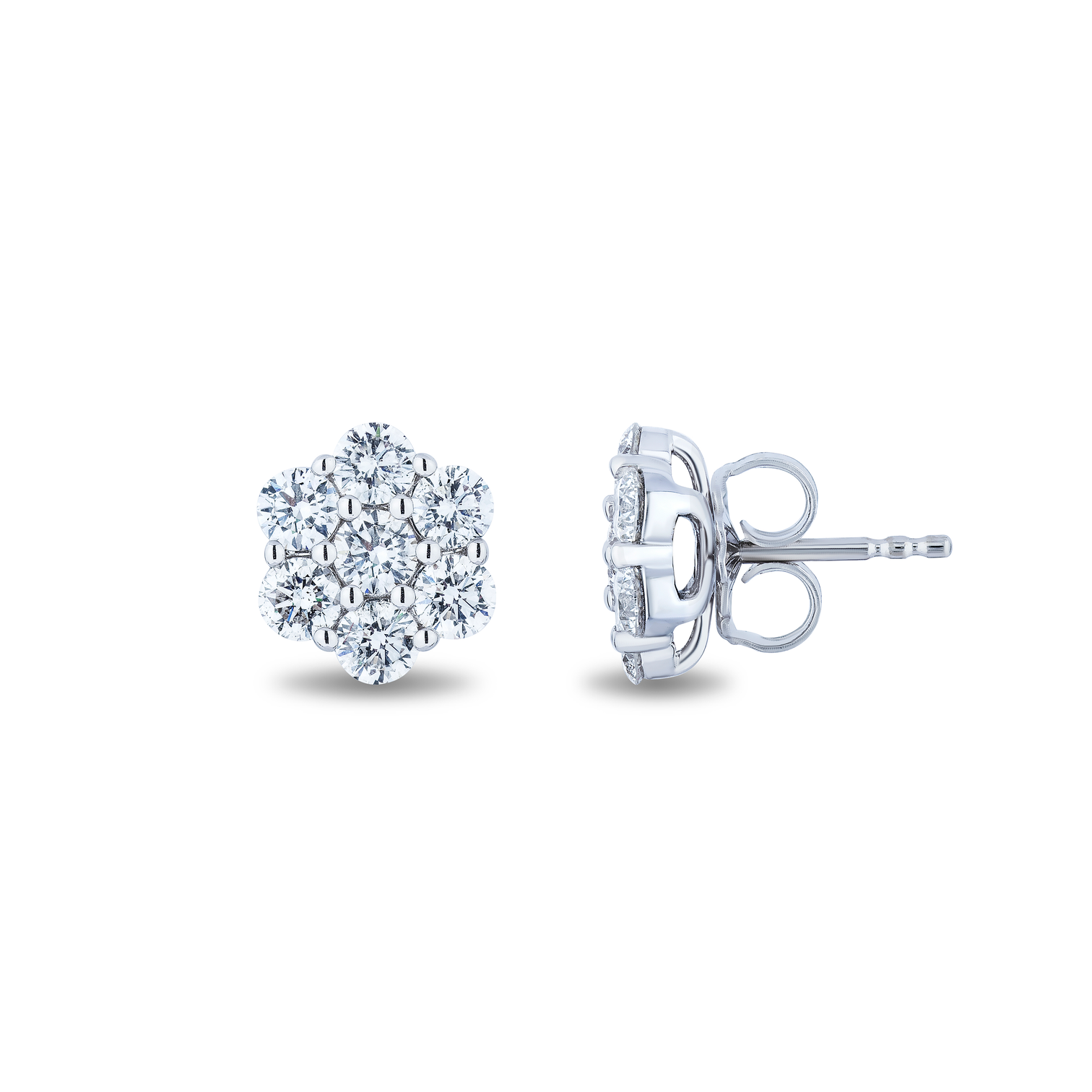 Sabel Collection White Gold Diamond Cluster Stud Earrings